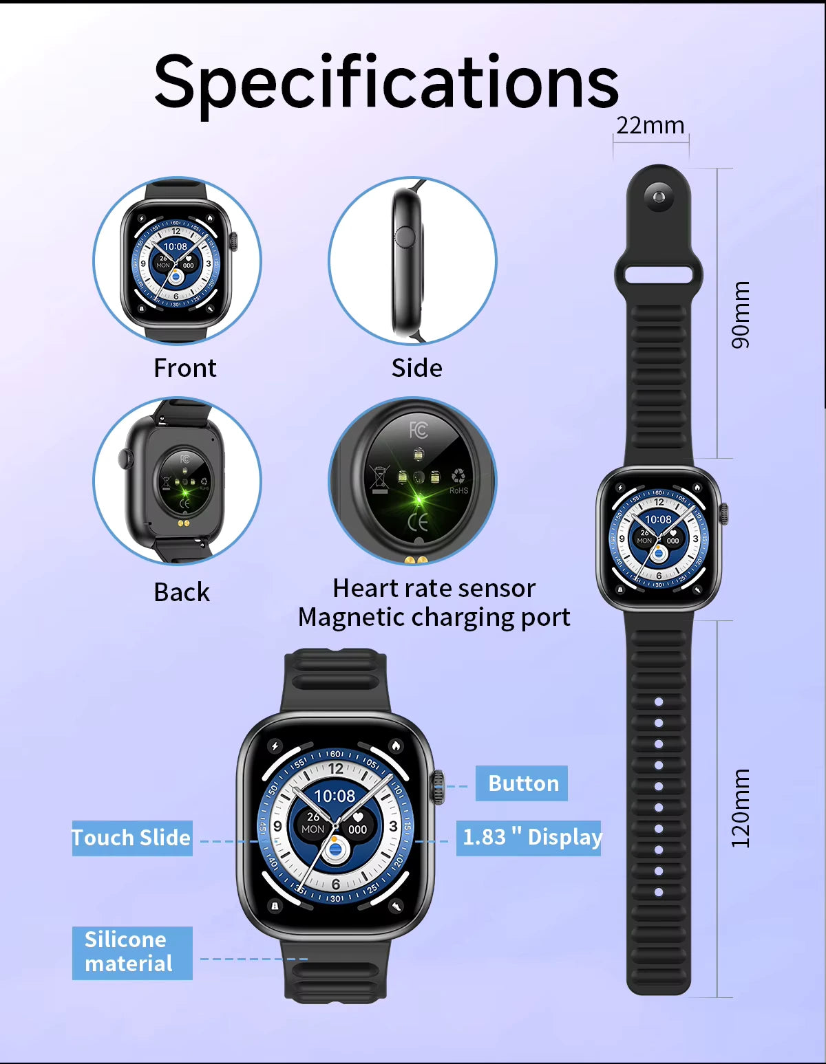 ✨ Smartwatch T7 Rosa Elegance – Salud & Estilo en tu Muñeca ✨